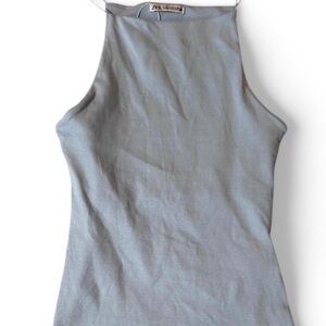 Zara Women's Light Blue Sleeveless Top